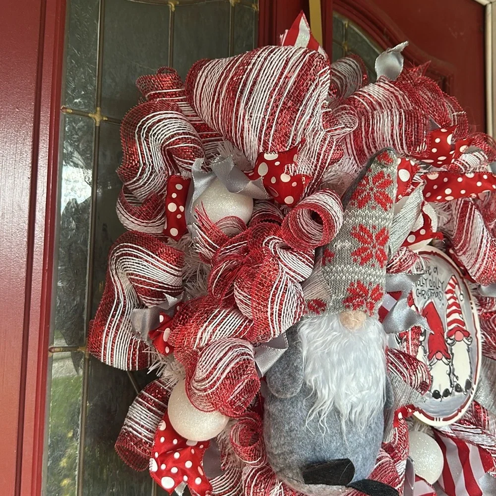 Holly Jolly Christian Gnome XL Wreath